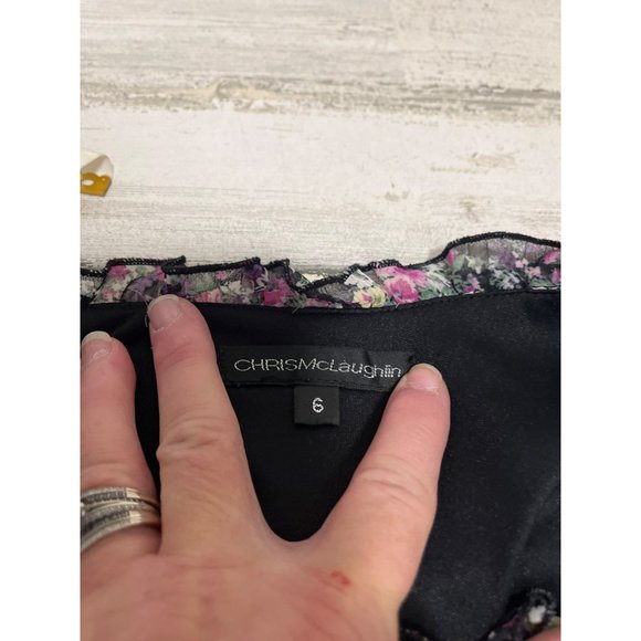 Chris McLaughlin woman’s black lined floral sleeveless midi dress size 6. - Picture 3 of 7